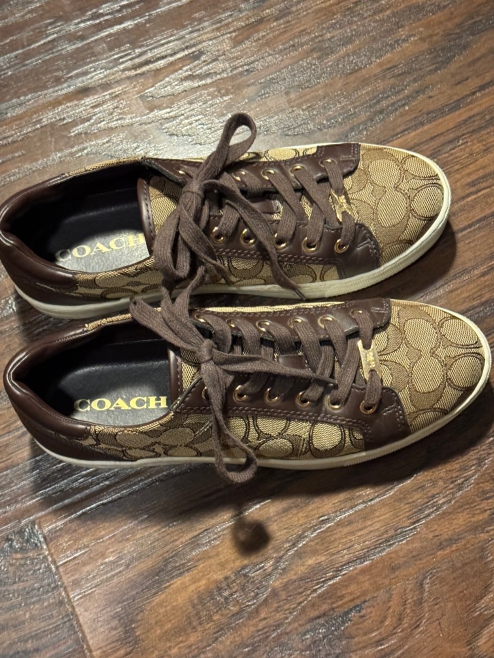 Coach Brown Signature Monogram Low-Top Sneakers, Sz 8.5 - Picture 5 of 14